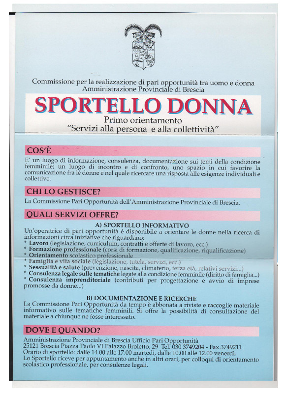 Sportello Donna brochure retro